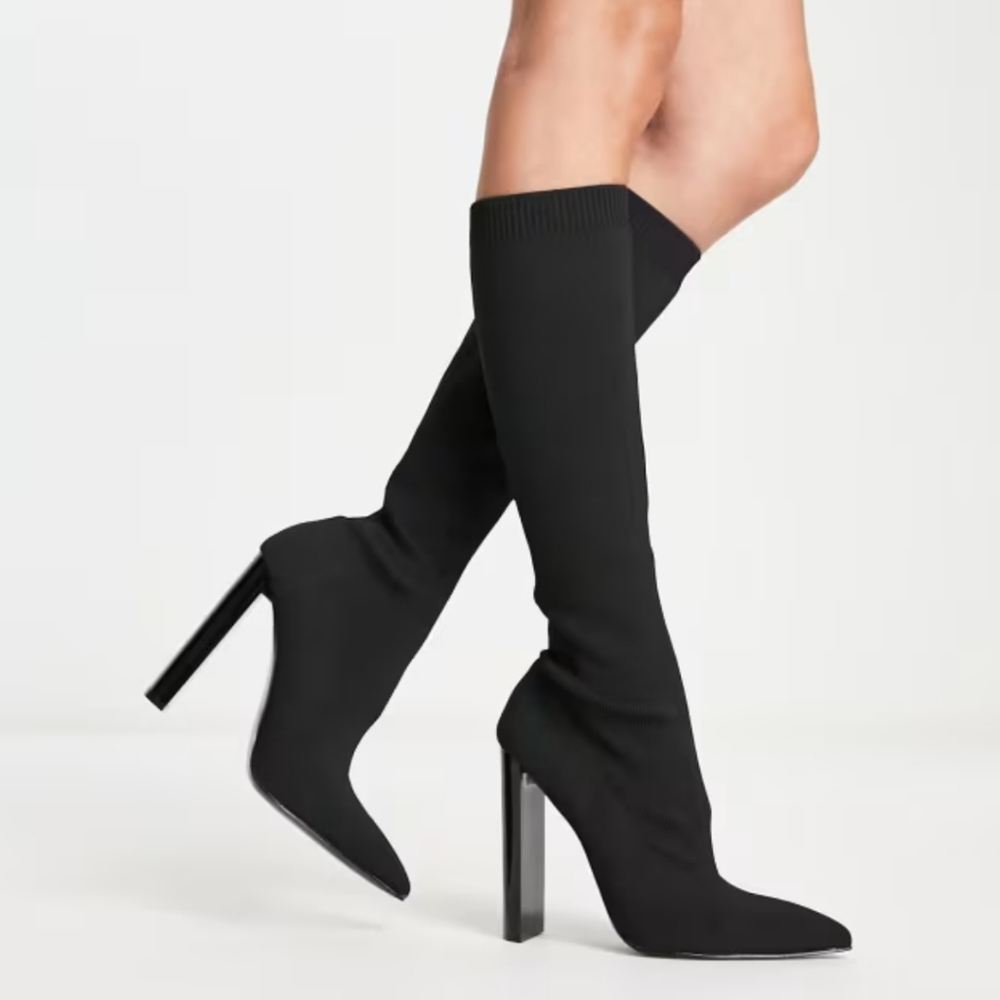 ASOS Cairo Knee High Sock High Heels Boots.